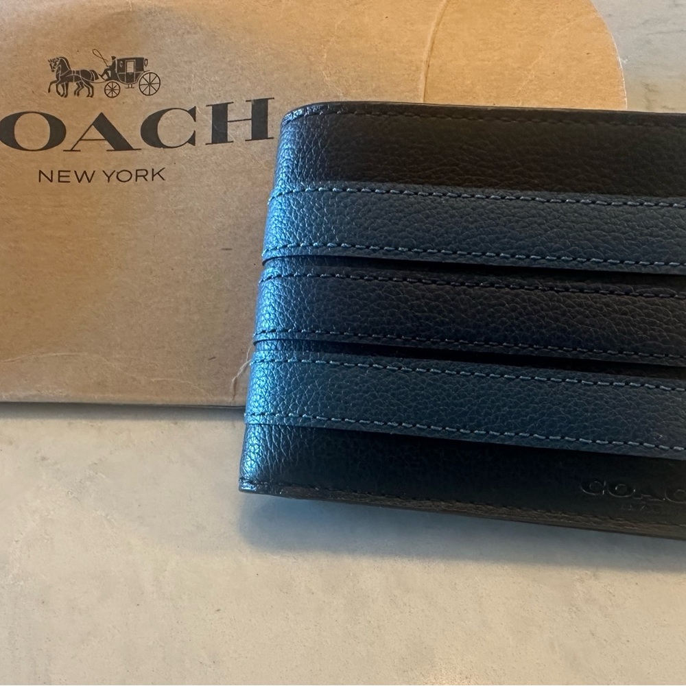 New Coach Black and blue leather wallet
